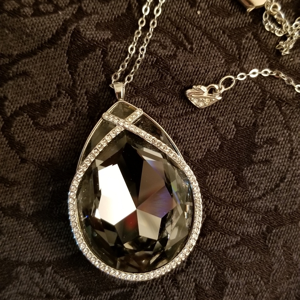 Swarovski Necklace Black Crystal Teardrop